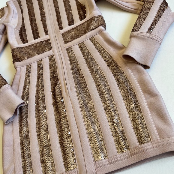 House of CB Massima Bandage Dress Pink and Gold - Picture 8 of 14